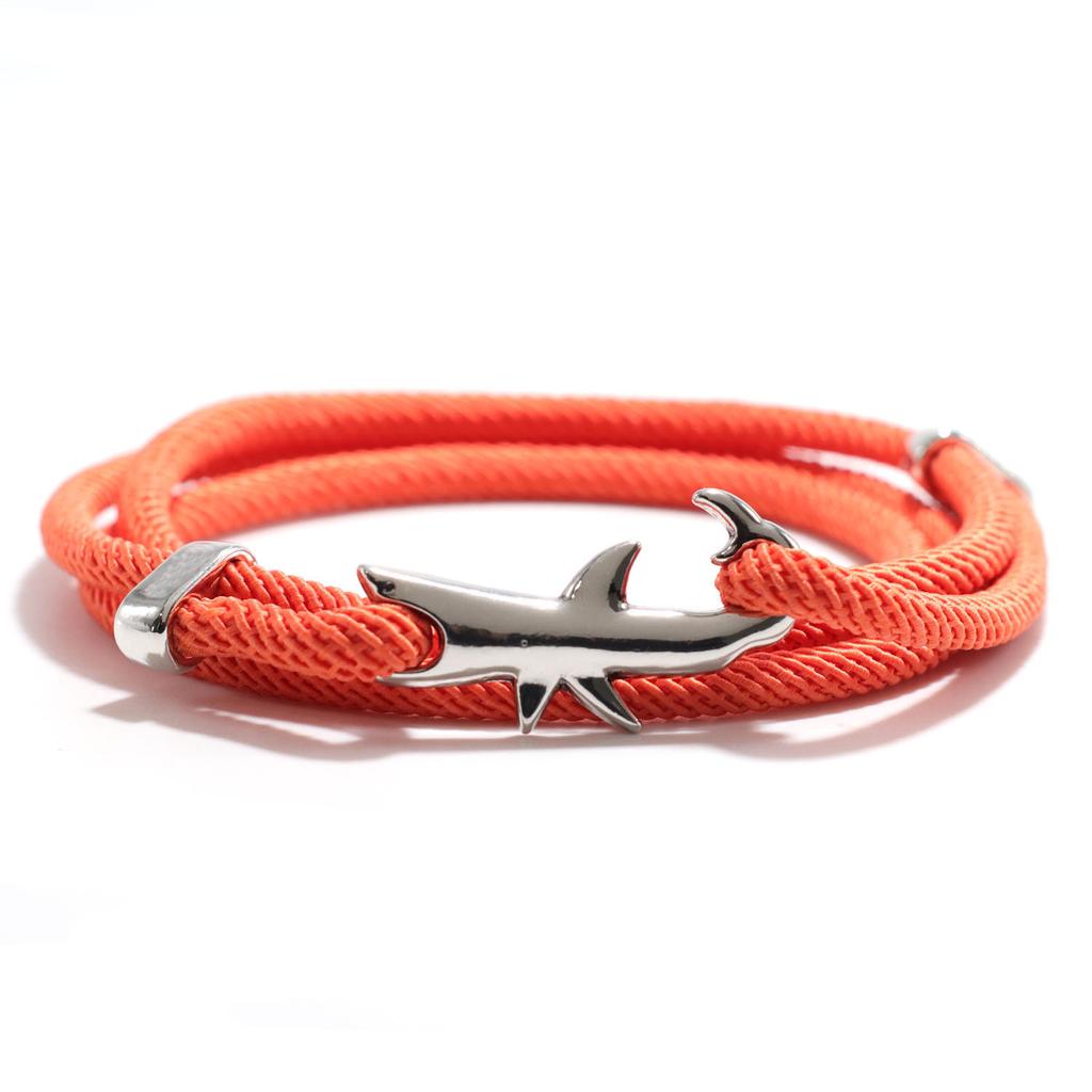 Sea Animal Shark Bracelet Men Women Multilayer Adjustable Survival Braclet Beach Jewelry Gift For Lover Good Luck Red Braslet