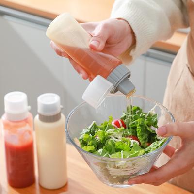 350Ml 5 Holes Condiment Squeeze Bottle Kitchen Ketchup Mustard Bottle Clear Mayonnaise Honey Dispenser Sauce Storage Contain