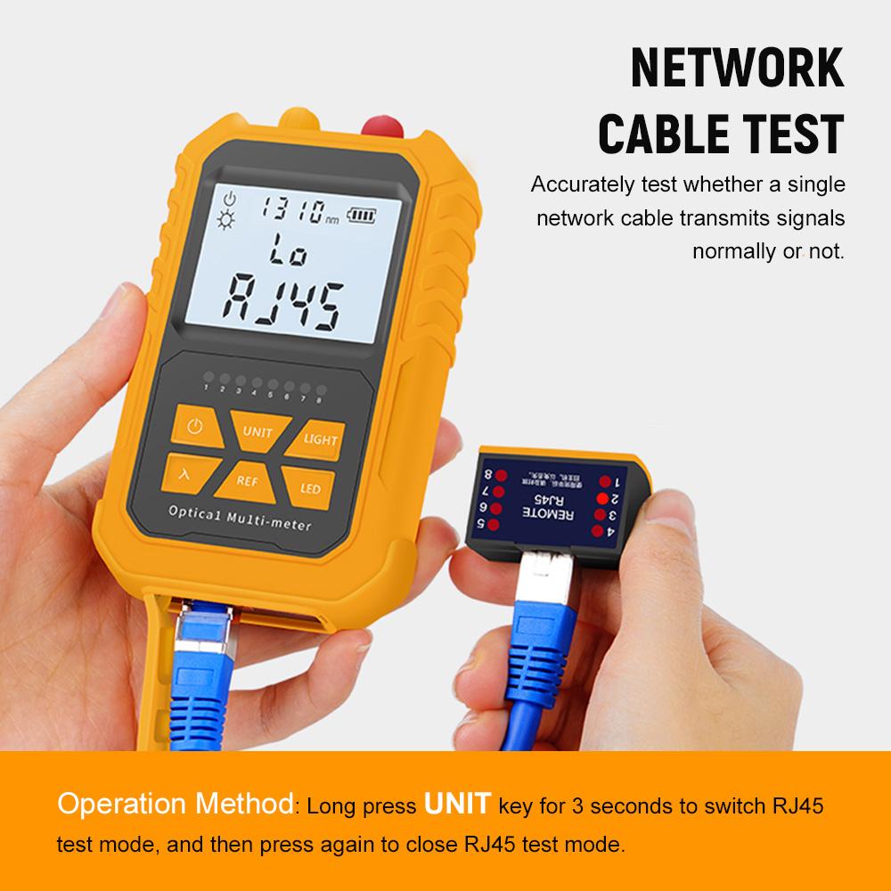 Handheld Ical Power Meter with 5km Red Light -70.+6dBm Ical Power Tester Cable Tester Portable Digital Light Power Meter with 7