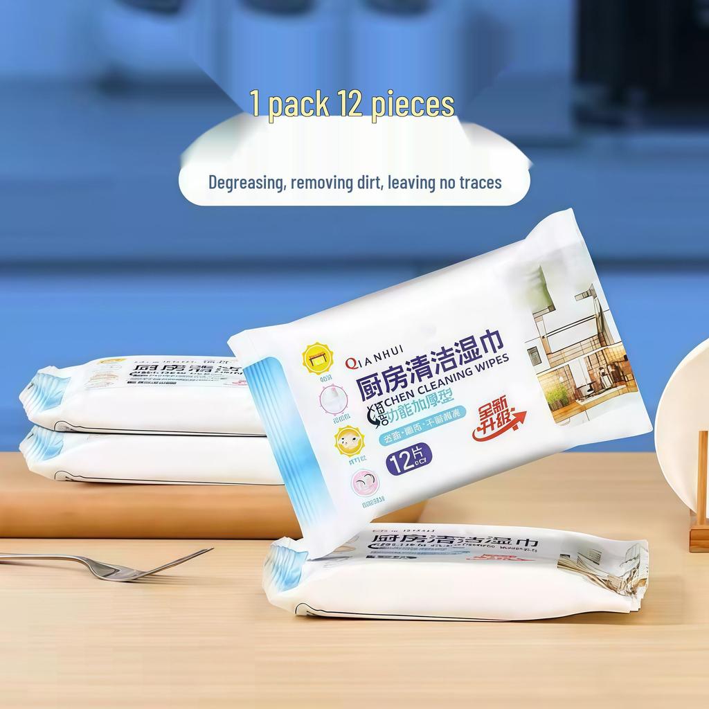 Large Thickened Kitchen Wipes: Strong Oil & Stain Removal, Disposable Wet Wipes for Range Hoods & Stoves