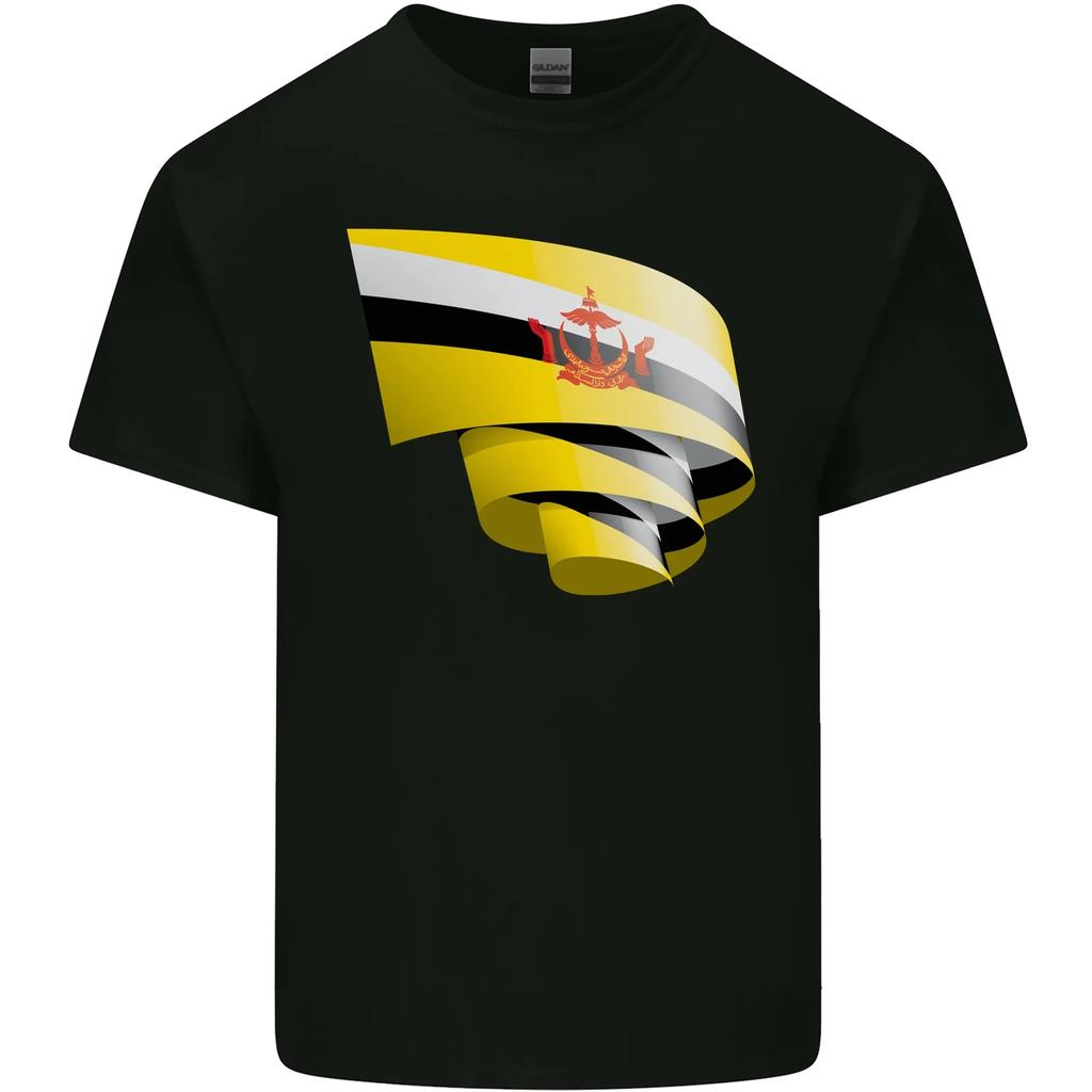 Curled Brunei Flag Bruneian Day Football Kids T-Shirt Childrens