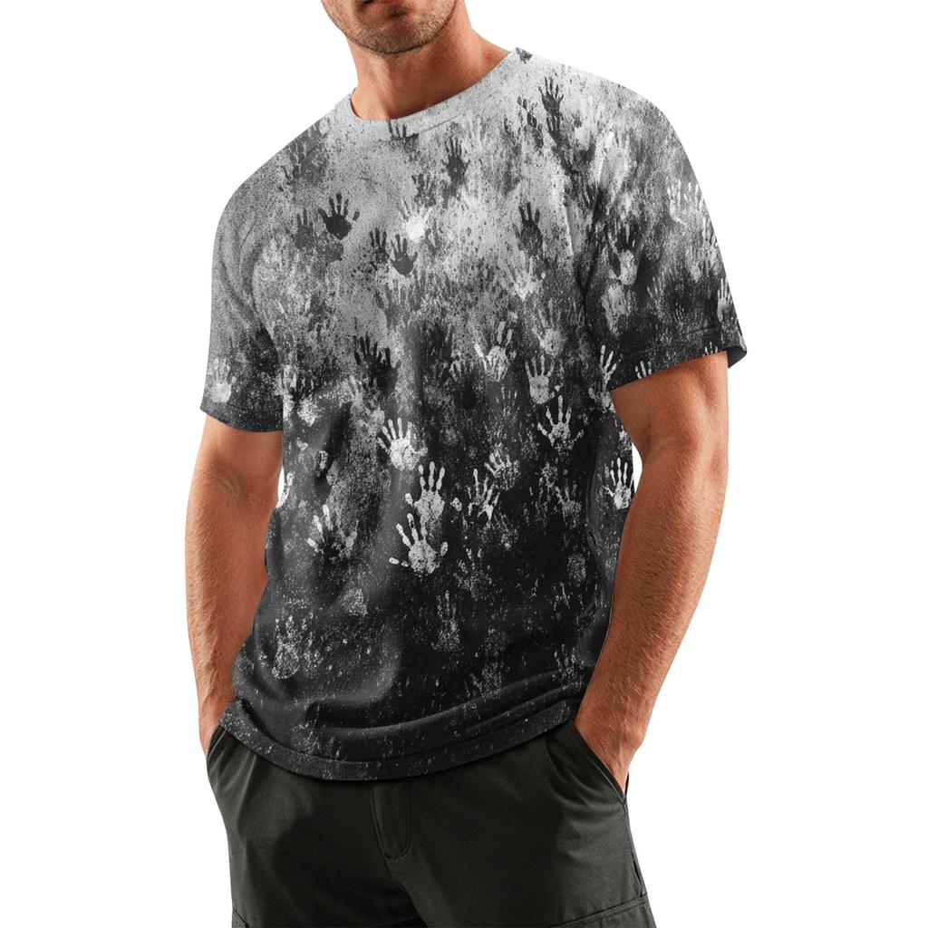 Men's Halloween Printed Round Neck Raglan Short Sleeve Top T-Shirt