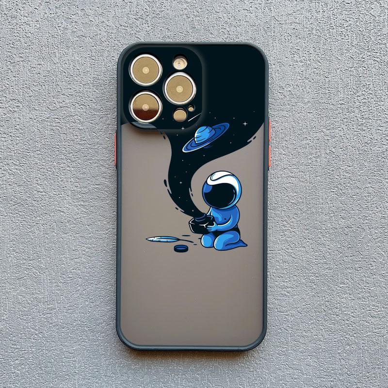 Cute Spaceman Cartoon Spacecraft Phone Case For iPhone 13 11 Pro Max Mini 15 14 12 Pro Max XS XR XS Shockproof Back Cover Bumper