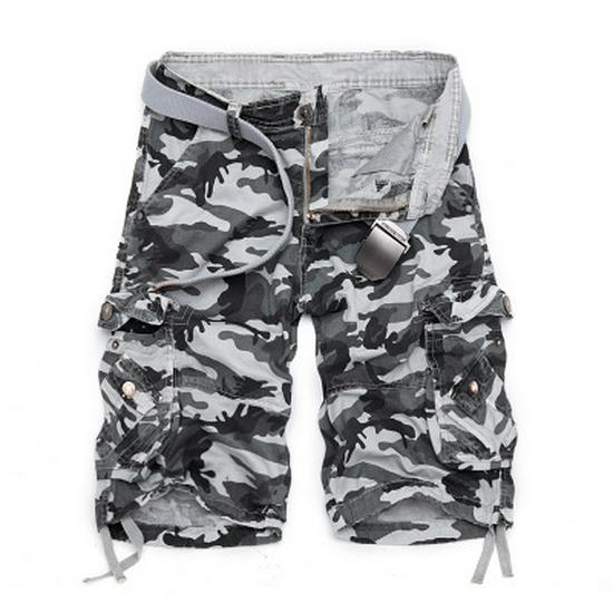 Men's Large Camouflage Multi-Pocket Loose Work Shorts
