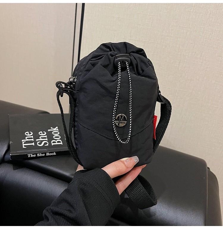 Color Solid Soft Canvas Water Bucket Hiking Bag Single Shoulder Strap Daily Use