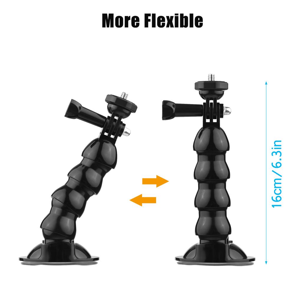 16cm 6.3in Flexible Suction Cup Mount Windshield Suction Cup Phone Mount 360 degrees Rotatable 1 4 Inch Screw Connector