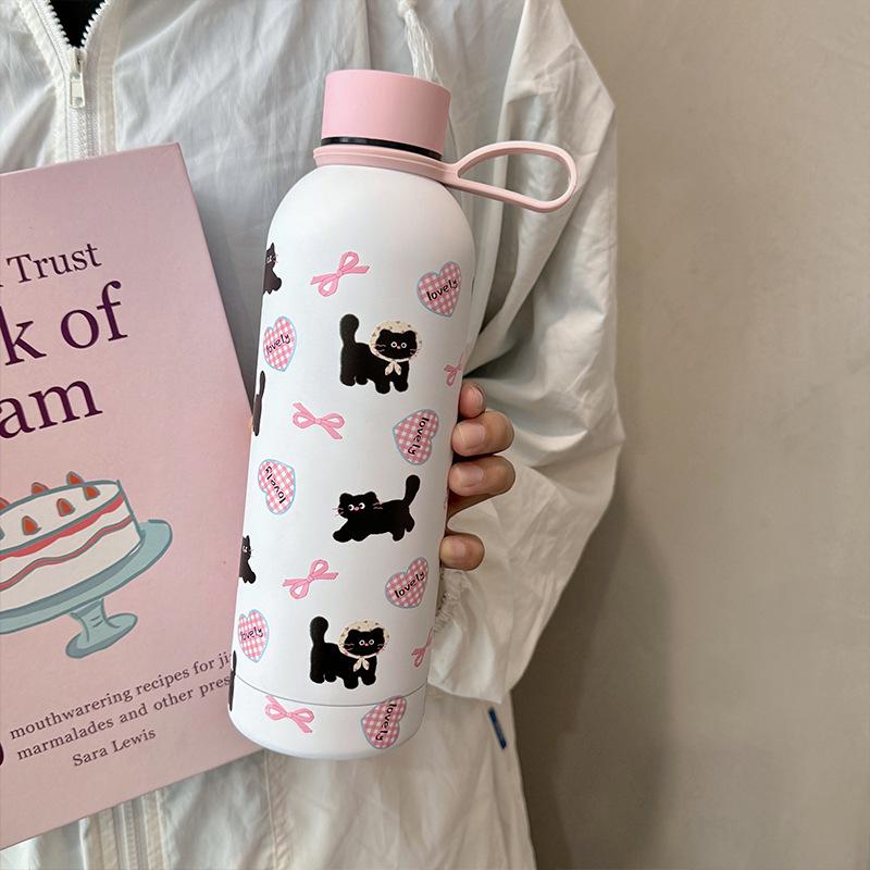 

Термос с изображением мультяшного кота из нержавеющей стали 304 большой емкости - симпатичная чашка для кофе и воды для студентов 500ml