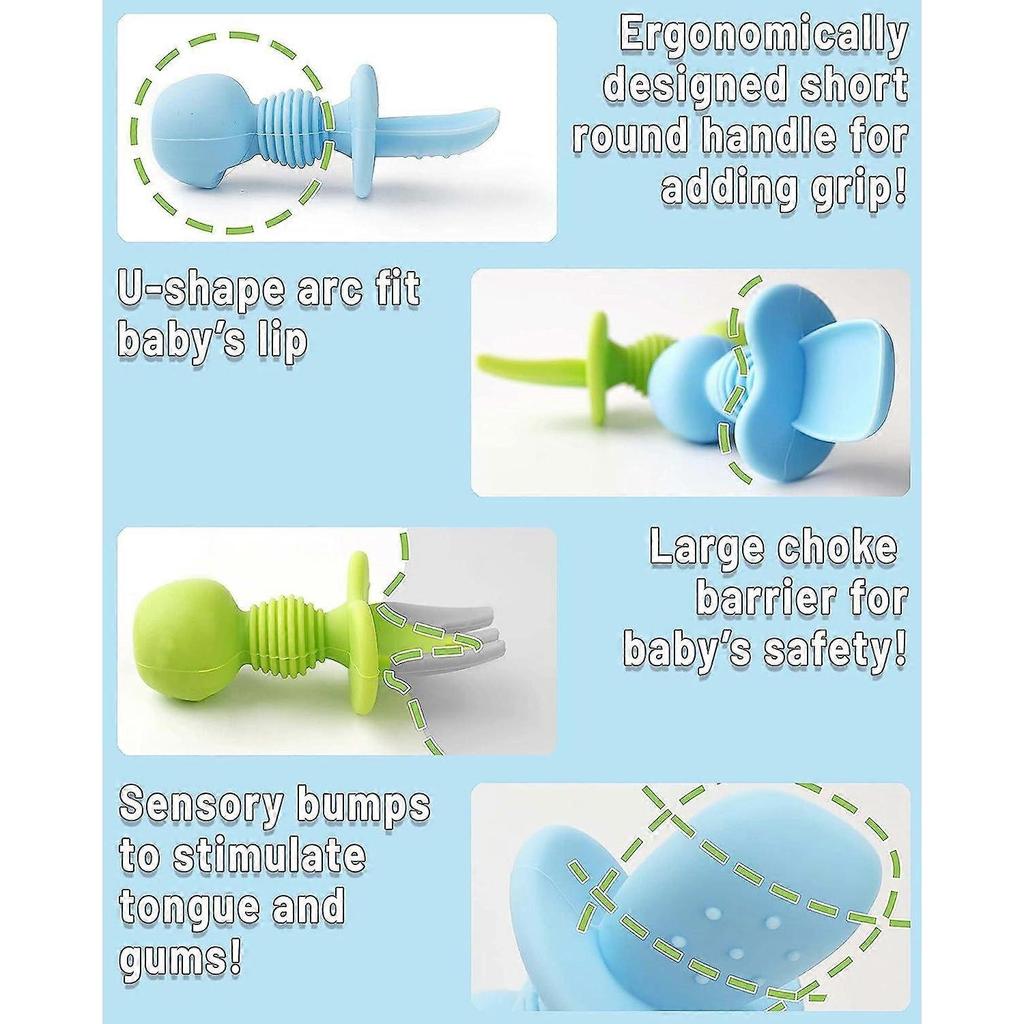 6er-Pack Silikon-Baby-Löffel Stufe 1 Baby-Gabel Kauhilfe zum Abstillen