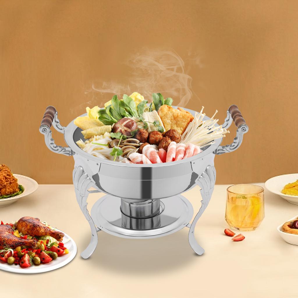 Eleganter Europäischer Runder Chafing Dish, 13,5 Zoll Buffet-Servierer mit Deckel, Edelstahl-Chafing Dish für Catering, Bankette, Buffets