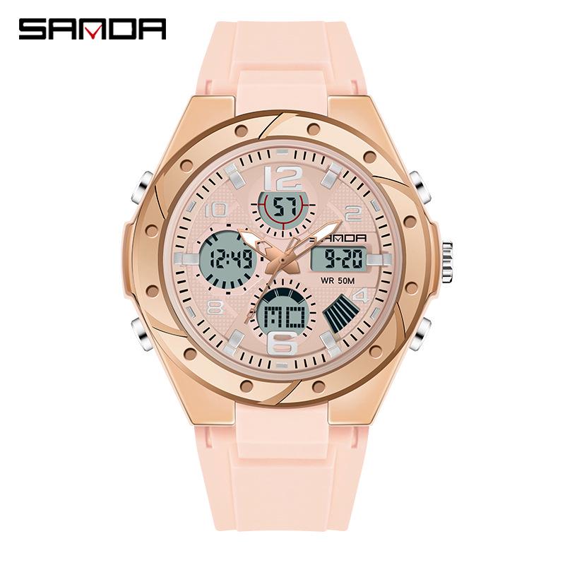 Sanda Skull Design Dual Display Waterproof Luminous Men's Student Multifunctional Watch