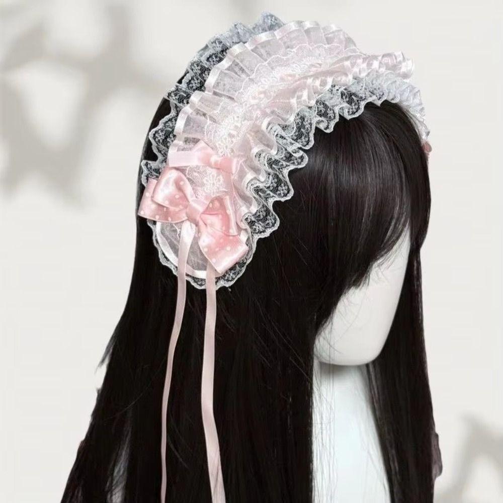 Polka Dot Lace Headband Floral Lace Princess Headdress Cute Bow Headband Princess Outfits