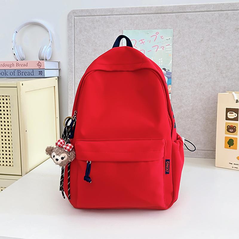Schoolbag Japanese schoolbag female college student ins large capacity, simple solid color alphabet backpack male junior high school backpack
