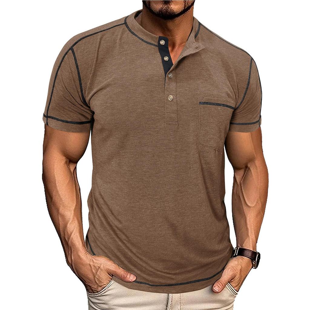 Men's Casual Color-block Sports T-shirt - Men's Round-neck Short-sleeved Top