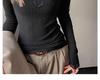 Elegant V-Neck Lace Trim Low-Neck Slimming White Top for Women - Autumn/Winter Innerwear