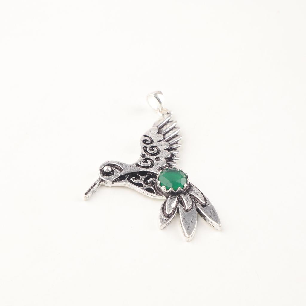 Green Onyx Gemstone 925 Sterling Silver Jewelry Pendant 1.8" For Birthday Gift CP-20-15