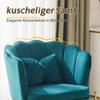 Moderner Samt-Wohnzimmer-Sessel, Polsterstuhl mit Blütenrückenlehne und vergoldeten Metallbeinen und Schmetterlingskissen für Schlafzimmer/Esszimmer