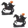 Horseman Riding Horse Statue Halloween Headless Statue, Gothic Knight Black with Window Display Props Pumpkin Lantern, Spooky Resin Festive Decor for