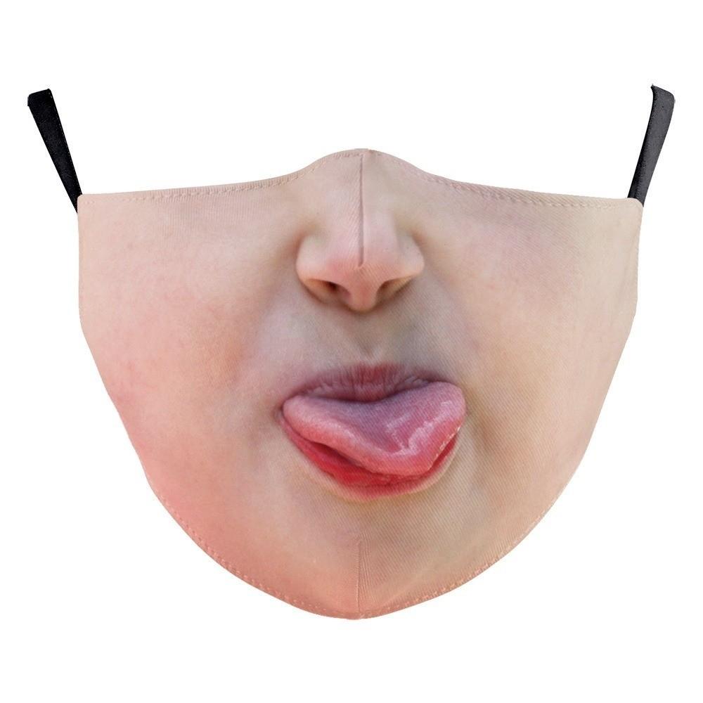 Washable Reusable Human Face Expression Print Mask Realistic Printed Novelty Gag Mask  Halloween