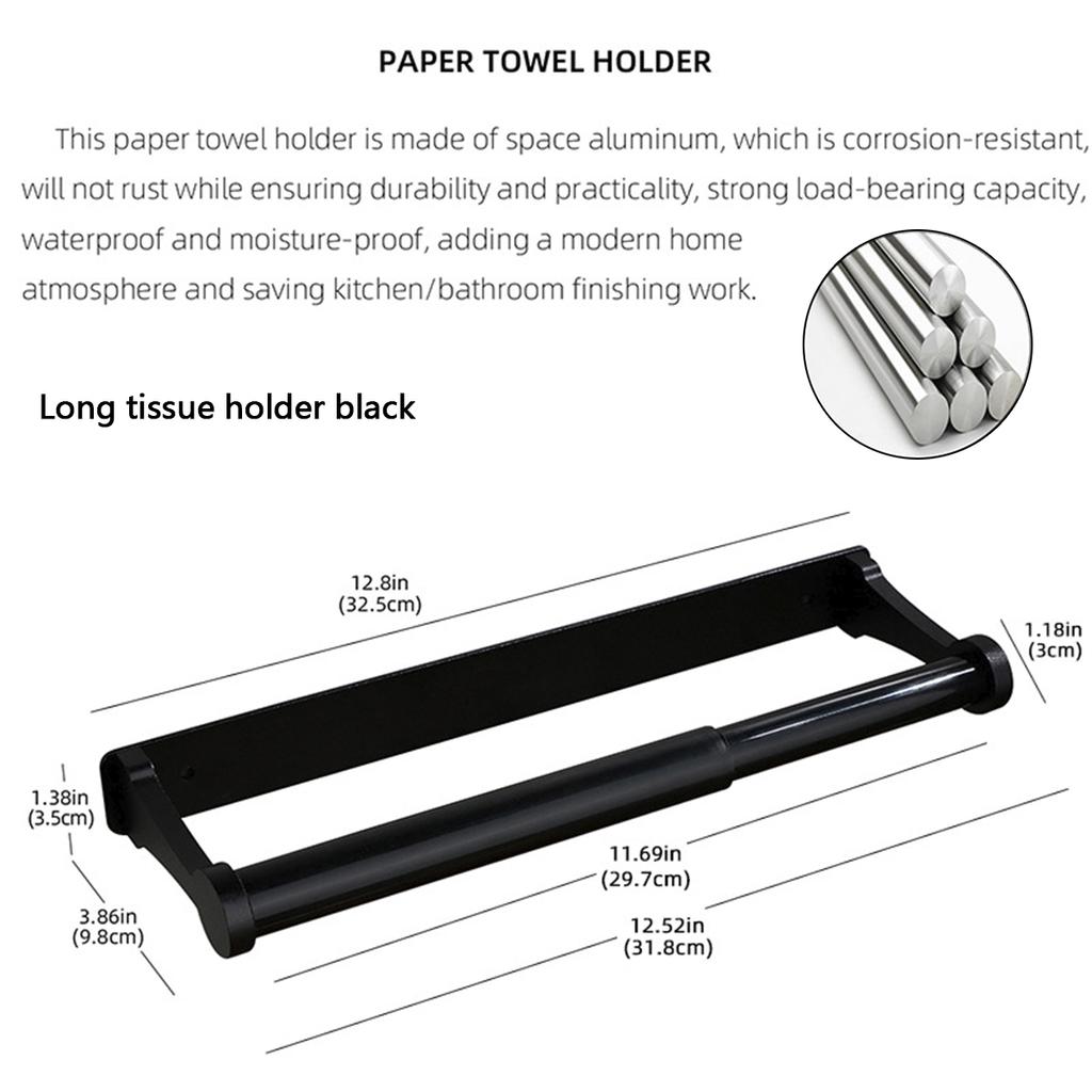 Paper Towel Holder Under Cabinet Wall Mount Stainless Steel Tissue Paper Roll Holder Heavy Duty Paper Roll Hanger Adhesive