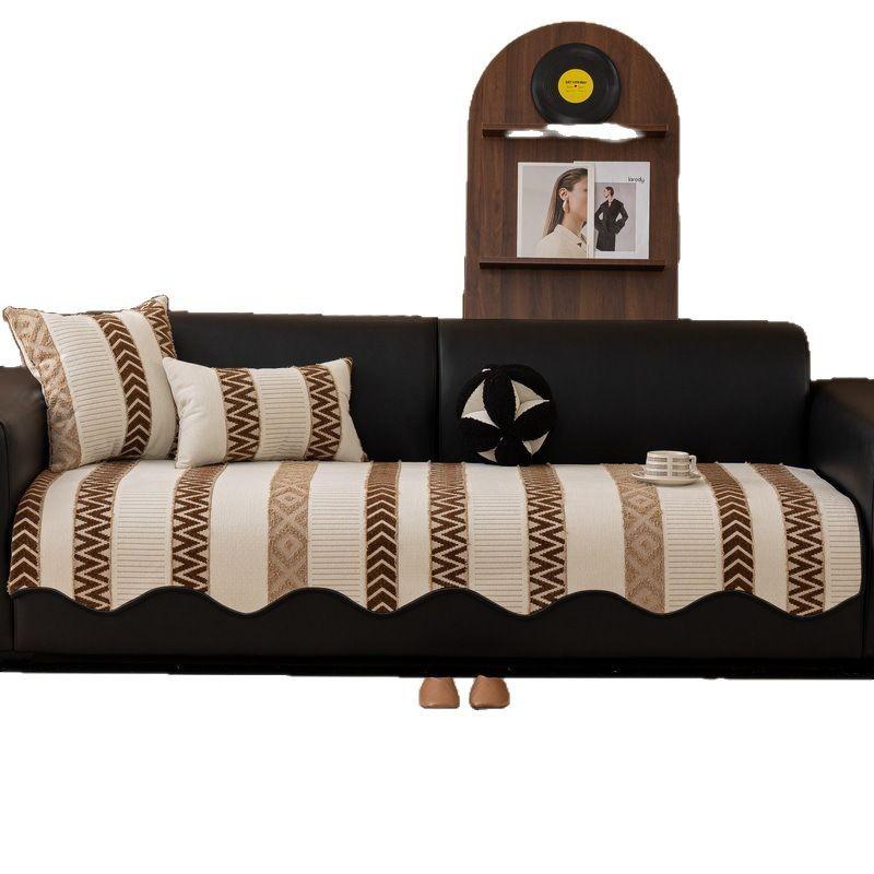 New Sofa Cover Cover Cloth Universal In All Seasons, Straight Row Non-Slip Seat Cushion, High-Grade Chenille Sofa Cushion