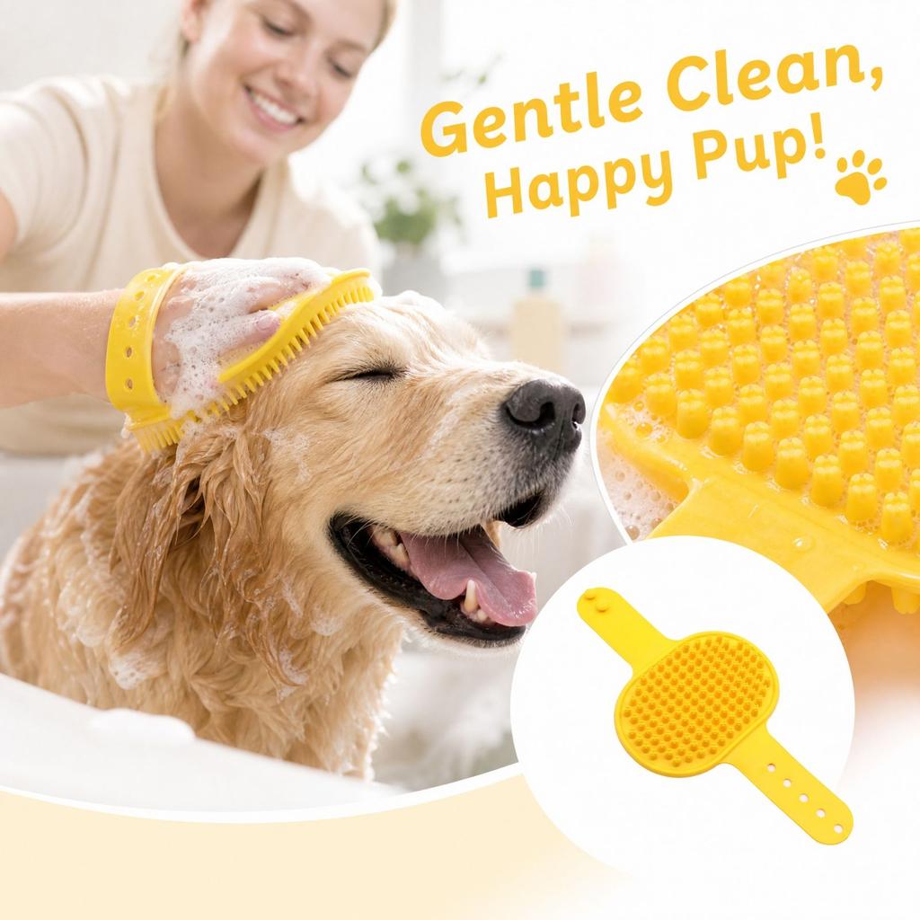Silicone Pet Bath Brush for Dogs and Cats, Dog Grooming, Shampoo Brush Cleaning Tool