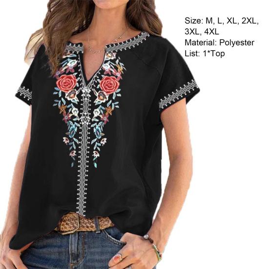 Blusa de mujer estilo étnico estampado Vintage elegante Color