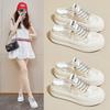 Summer White Shoes New Style of Female Students Mesh Breathable Height-enhancing Casual Street Clapper Shoes
