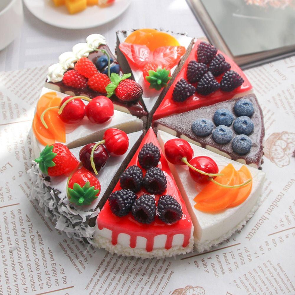 PU Material Simulation Cake Triangular Cake Kids Toys Refrigerator Sticker  Party Decoration