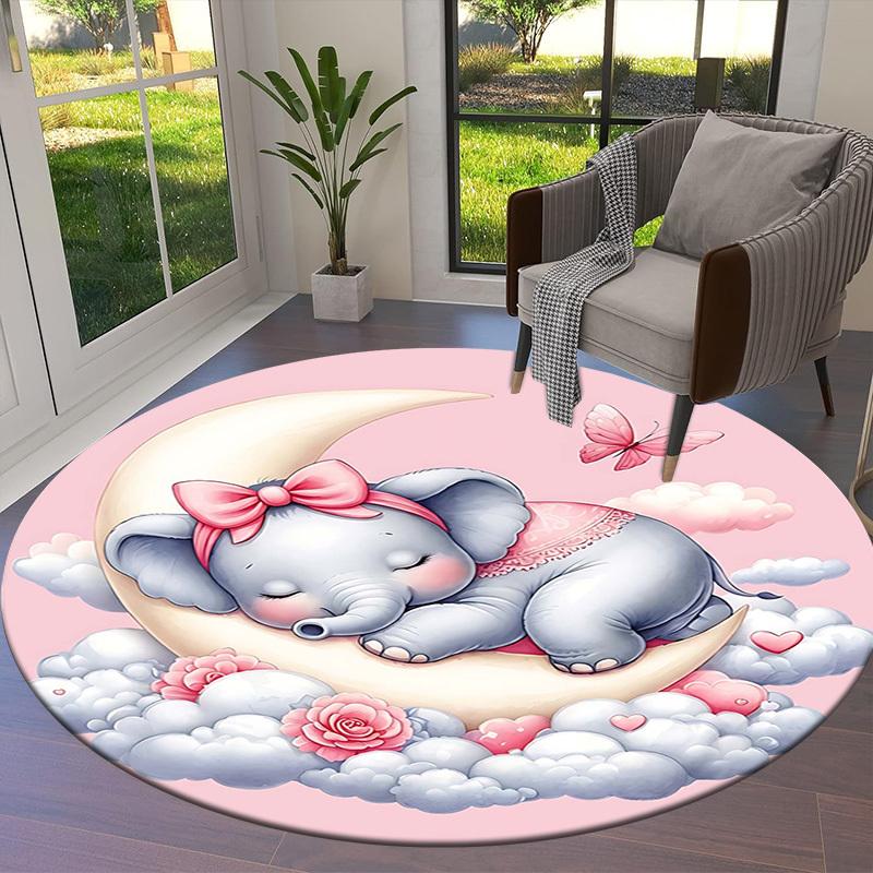 1PC Elephant Clouds Non-Slip Floor Round carpet, Office, family, bedroom, Large Area Rug Indoor Rugs, Durable PolyesterH0377