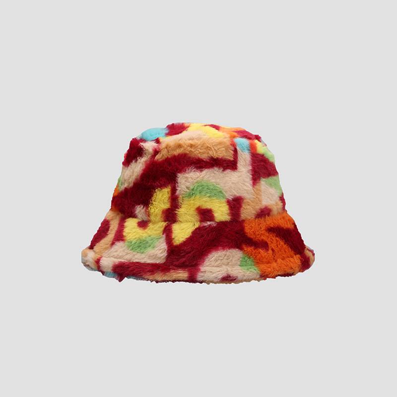 Dye Leopard Tie Print Plush Retro Fisherman Hat Thickened Warm Accessories Girl