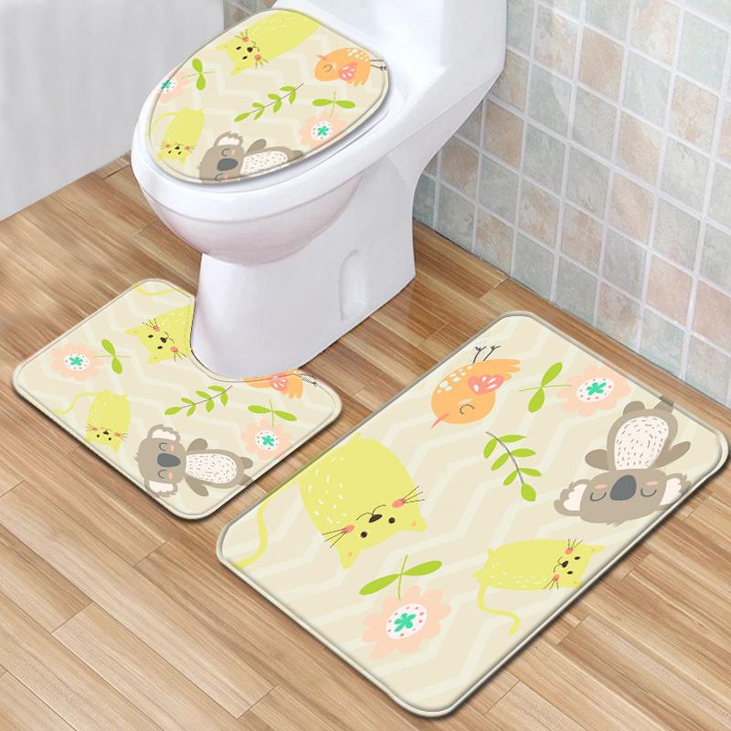Textured Toilet Three-Piece Floor Mat Bathroom Three-Piece Carpet Doormat