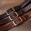 Belt Men's Copper Pin Buckle Thickened First Layer Cowhide Men's Genuine Leather Retro Engraved Export Belt Locomotive Men's Models