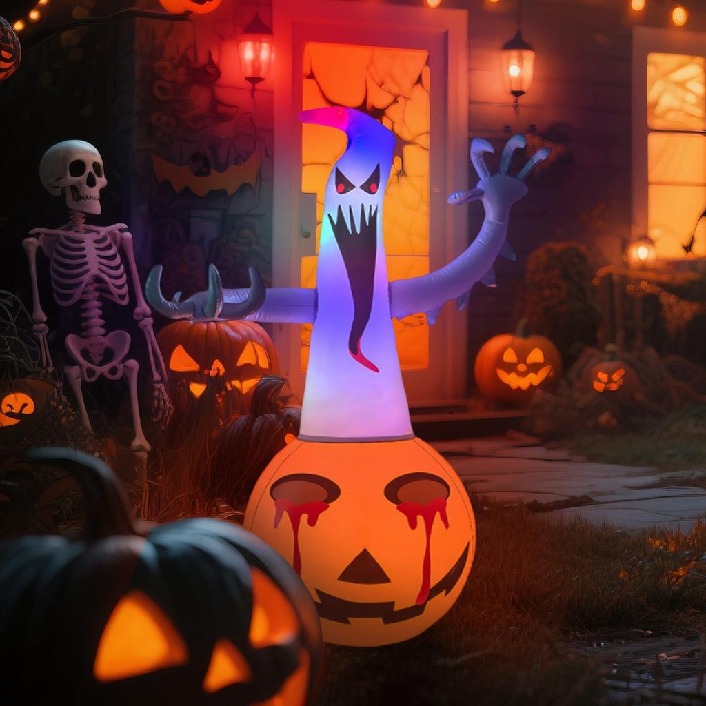 Halloween Toy Garden Party Horror Decoration Pumpkin PVC Luminous Ornaments LED Light Inflatable Model
