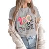 Maglione girocollo a maniche corte stampato casual alla moda da donna