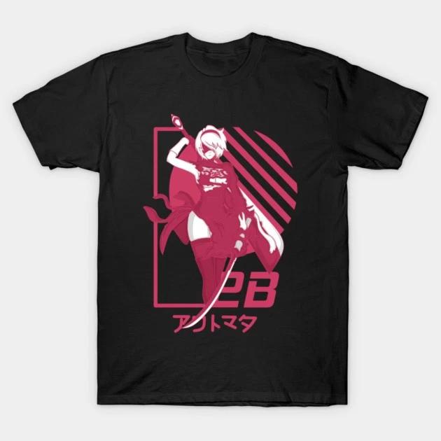 2B Nier Automata Waifu Shirt Anime Nier Automata Waifu Senpai Black T Shirt V10 S