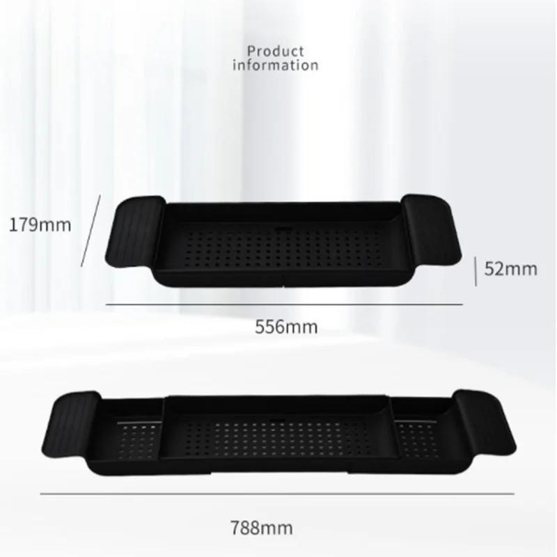 Concise Black White Multi-Function Retractable Bathtub Rack Home Bathroom Towel Storage Shelf House Bathroom Sink Drain Holder