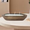 Wooden Dough Bowls For Decor Candle Tray Decorative Bowl Home Decor Oblong Fruit Bowl For Kitchen Counter Rustic Carved