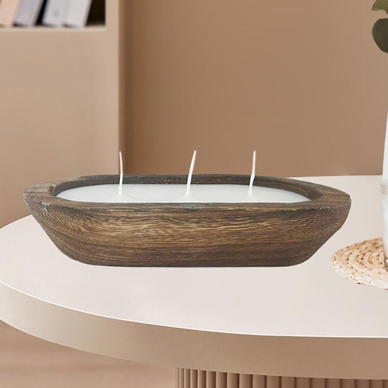 Teigschüsseln aus Holz zur Dekoration Kerzentablett Dekorative Schüssel Heimdekoration Oblonge Obstschale für Küchentheke Rustikal geschnitzt