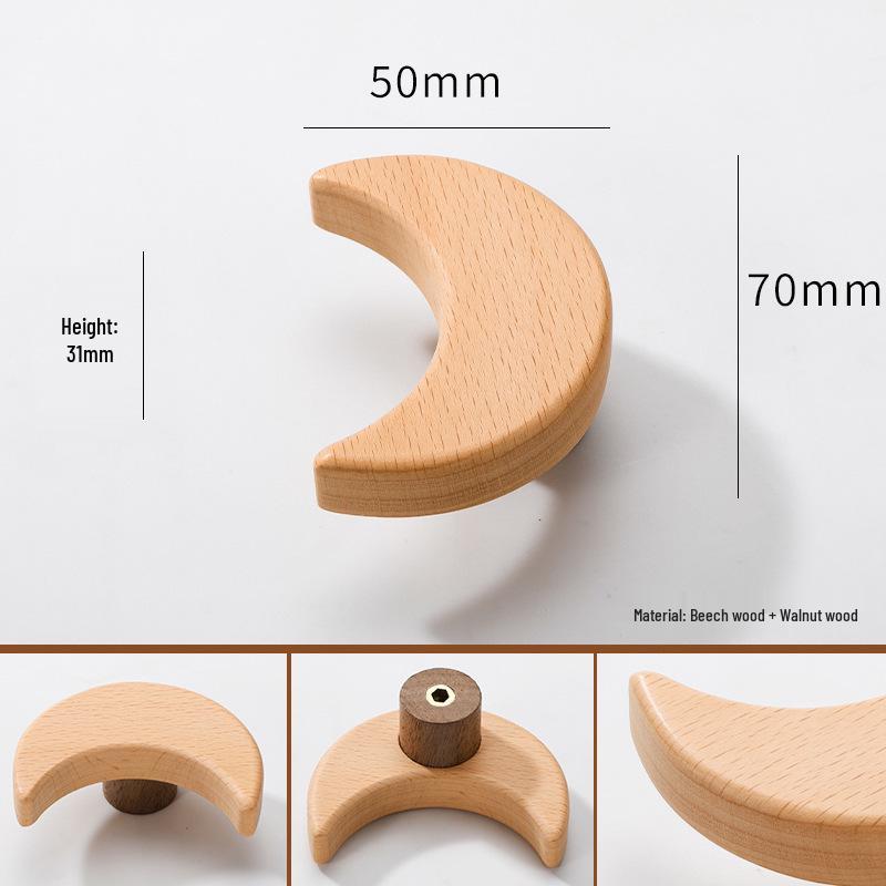 Solid Wood Cartoon Drawer Pull Knob for Children's Room