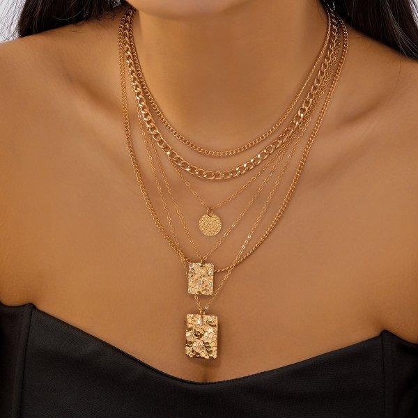 Kadınlar İçin Klasik Kolye Ucu Mikro Zirkon Türk Şanslı Nazar Avuç İçi Haç İnci Çok Katmanlı Metal Zincir Choker Takı