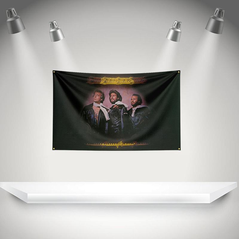 B-bee gees Flag Rock Music Band Banner HD Printing Tapestry Exhibition, Music Band Fans, Garage Decor