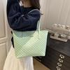 2025 Summer Women's French Tote: Large Capacity Solid Color Shoulder Handbag with Letter Design
