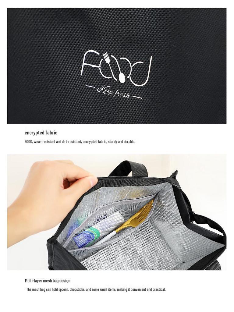 Stylish Insulated Lunch Bag: Large Capacity, Aluminum Foil Lined for Work or Outings