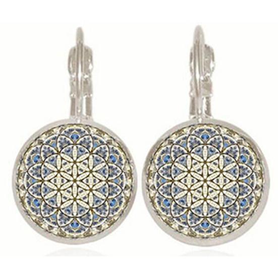 Femei etnice floarea soarelui Boemia rotundă Faux Bijuterie Clip Leaverback Cercei Bijuterii