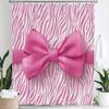 1Pc Romantic Pink Bow Print Waterproof Shower Partition Privacy Hanging Curtain With 12 Hooks Multiple Size Machine Washable