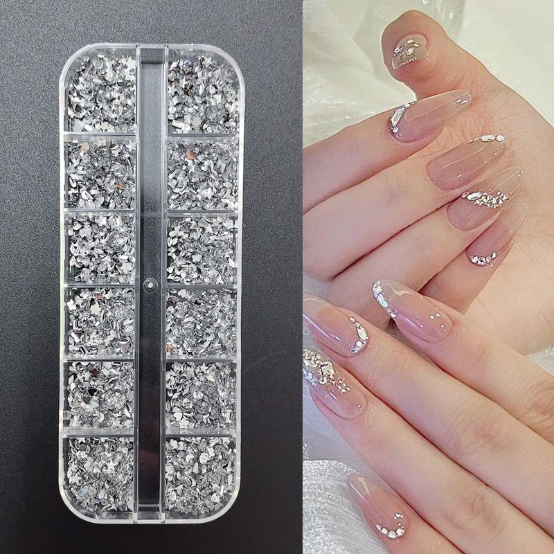 Nail Art Irregular Mini Ornaments: Pink, White, Colorful Champagne Accessories