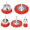 ABBP-10 PCS Nylon Filament Abrasive Wire Brush Wheel & Cup Brush Set With 1/4Inch Drill Shank, Nylon Drill Brush Set , Red