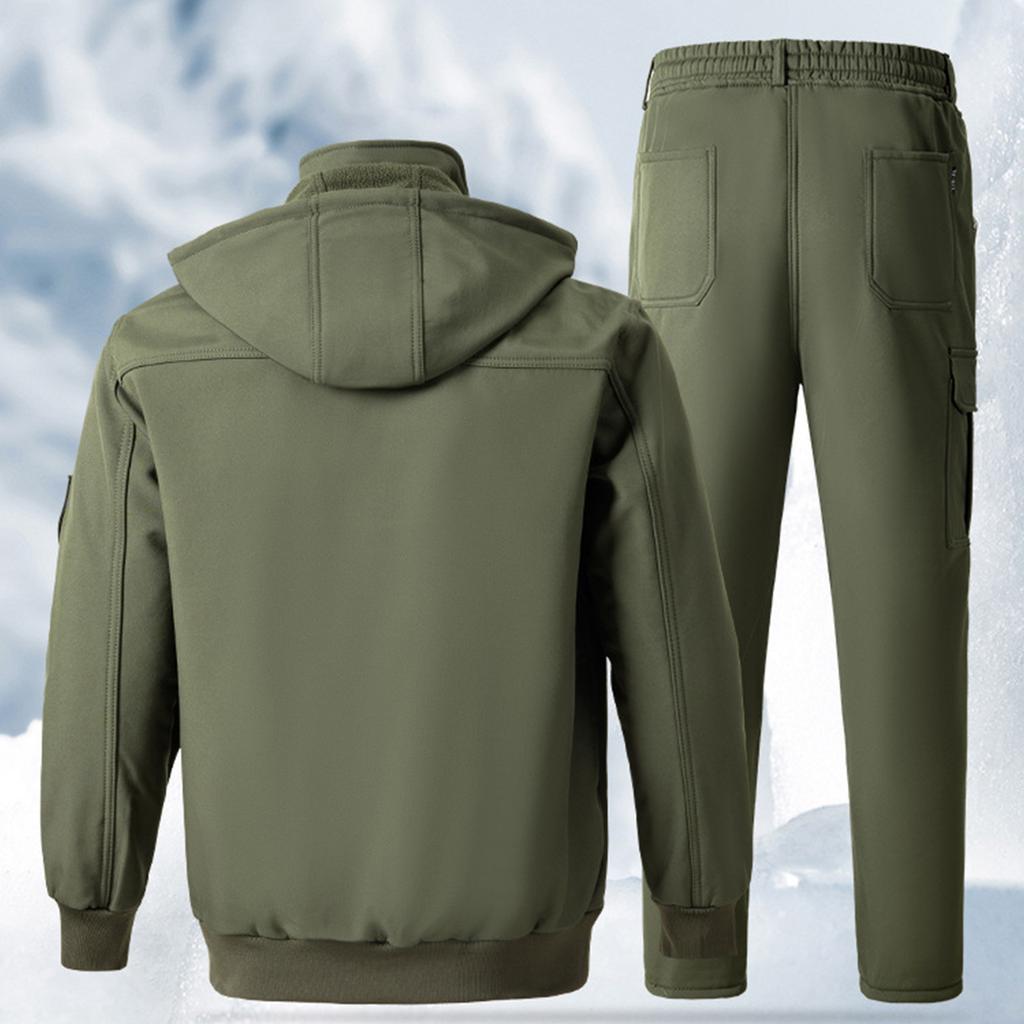 Herren Fleecejackenanzug Winddicht und Wasserdicht Outdoor Kältefest Warme Baumwolljacke Verdickter Anzug