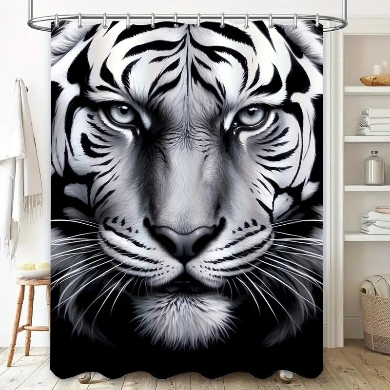 Kawaii Animal Print Shower Curtain Cartoon Cats Design for Bathroom Decor Waterproof Bath Rug Sets with Hooks 3D Digital Printin