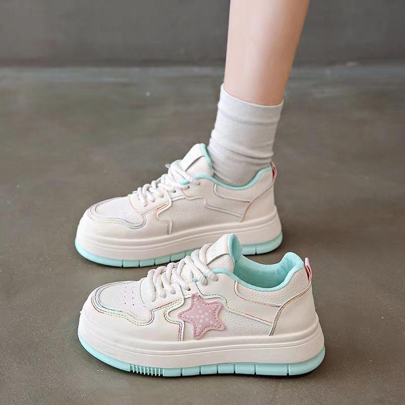 

Высококачественная женская обувь, дышащие маленькие белые туфли, универсальная женская обувь на толстой подошве. 40 зелёный